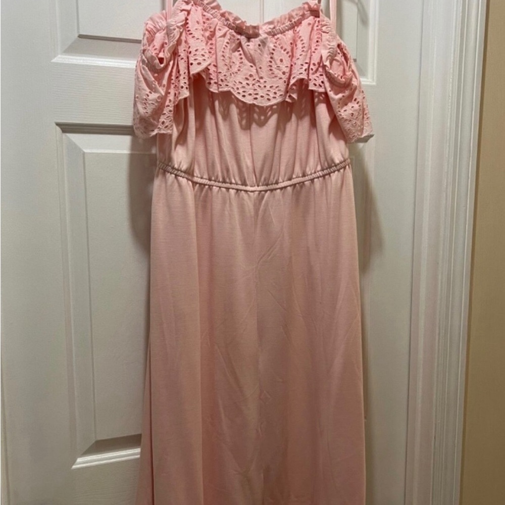 Lane Bryant Pink Off-Shoulder Midi Dress